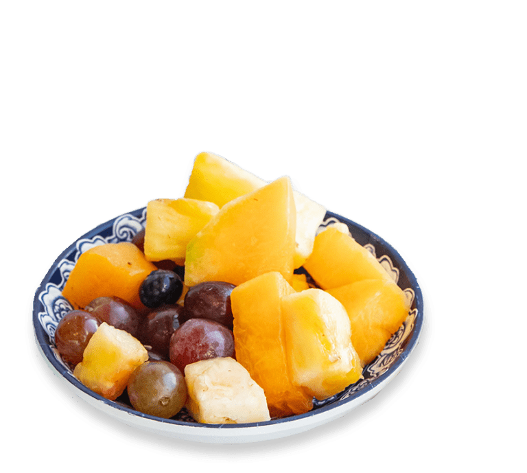 Cut out picture of a small bowl of assorted fruit